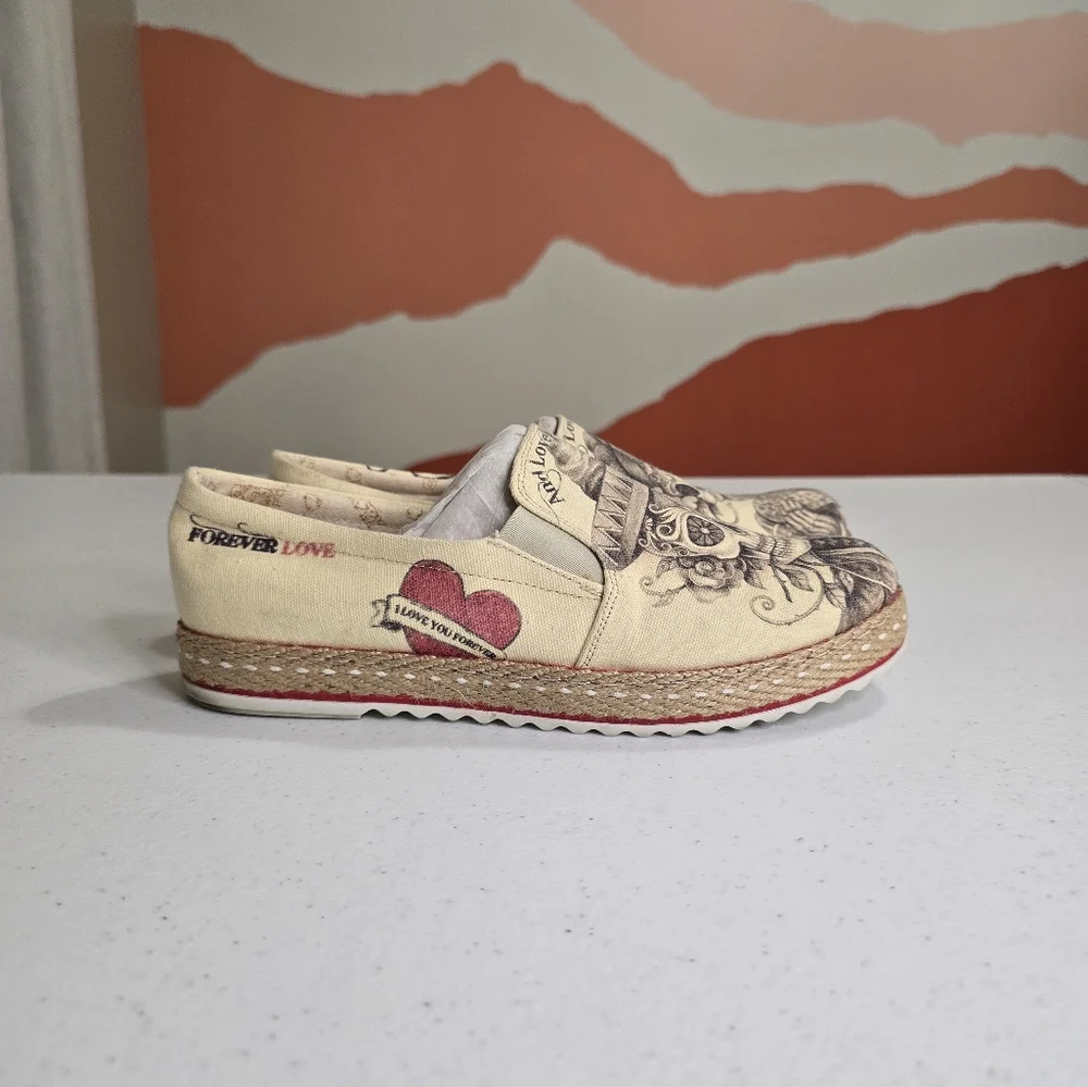GOBY FOREVER LOVE MATTED CANVAS WOMEN SLIP ON SHOES‎ SZ 8.5